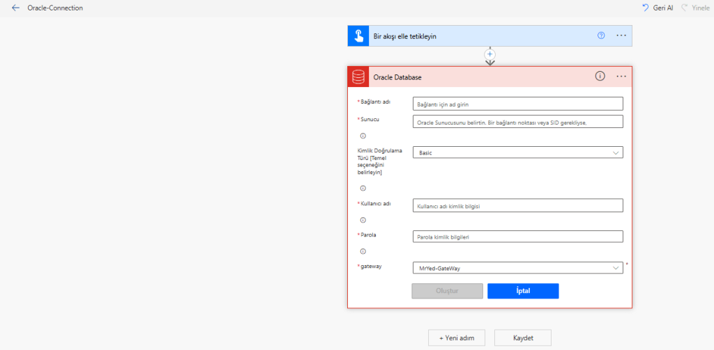 Oracle Yeni Bağlantı